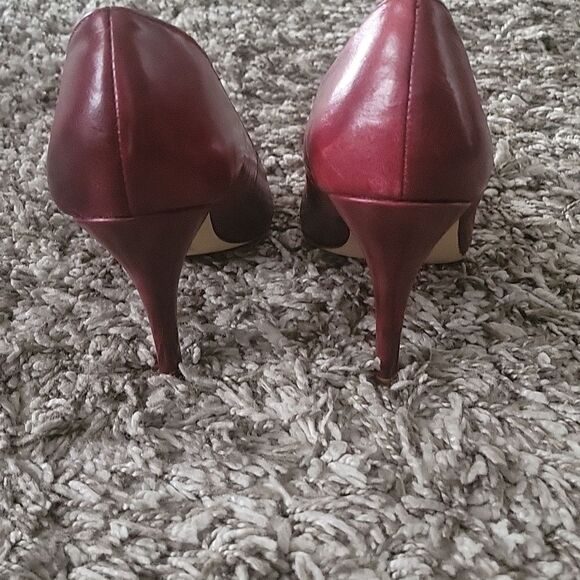 NEW Dolce Vita Burgundy Wine Leather Heels Pumps Almond 80s Y2k 4" Office Work 7 - Picture 5 of 9